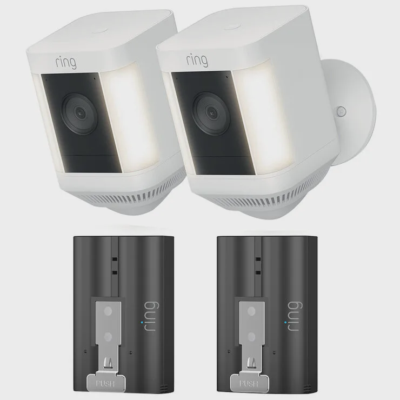 Ring Spotlight Cam Plus Battery 2 Pack with 2 Quick Release Battery Packs