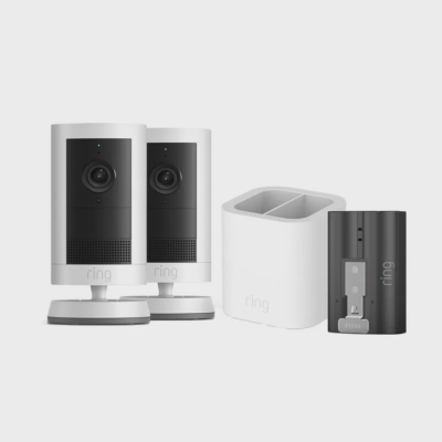 Ring Outdoor Camera Plus 2K Battery 2-Pack Dual Charger White B0FH4HVMPC