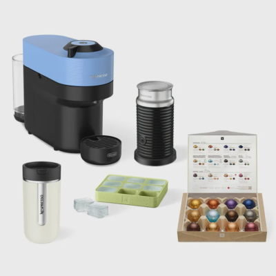 De'Longhi Vertuo Pop Nespresso Capsule Coffee Machine Pacific Blue Value Pack ENV90AAEPACK26