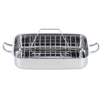Lagostina 39 cm × 28 cm (15.3 in. × 11 in.) 18/10 Stainless-steel Roasting Pan with Rack
