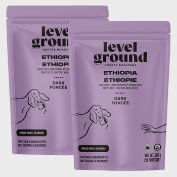 Level Ground Ethiopia Dark Roast Whole Bean Coffee, 2 × 907g