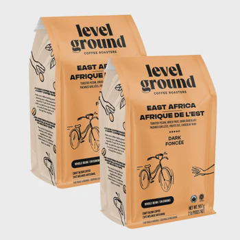 Level Ground East Africa Dark Roast Whole Bean Coffee, 2 x 907g