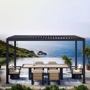 Mirador 8.8 ft. x 14.4 ft. Adjustable Louvered Aluminum Pergola, White