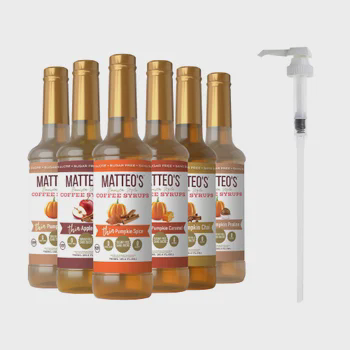 Matteo's Sugar-Free Coffee Syrup Variety Pack, 6 × 750 mL + 1 pump, Dessert Variety Pack