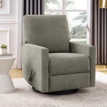 True Innovations Paxley II Grey Fabric Swivel Glider Recliner