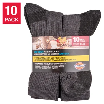 Dickies Men's Dri-Tech Crew Socks, 10-pair