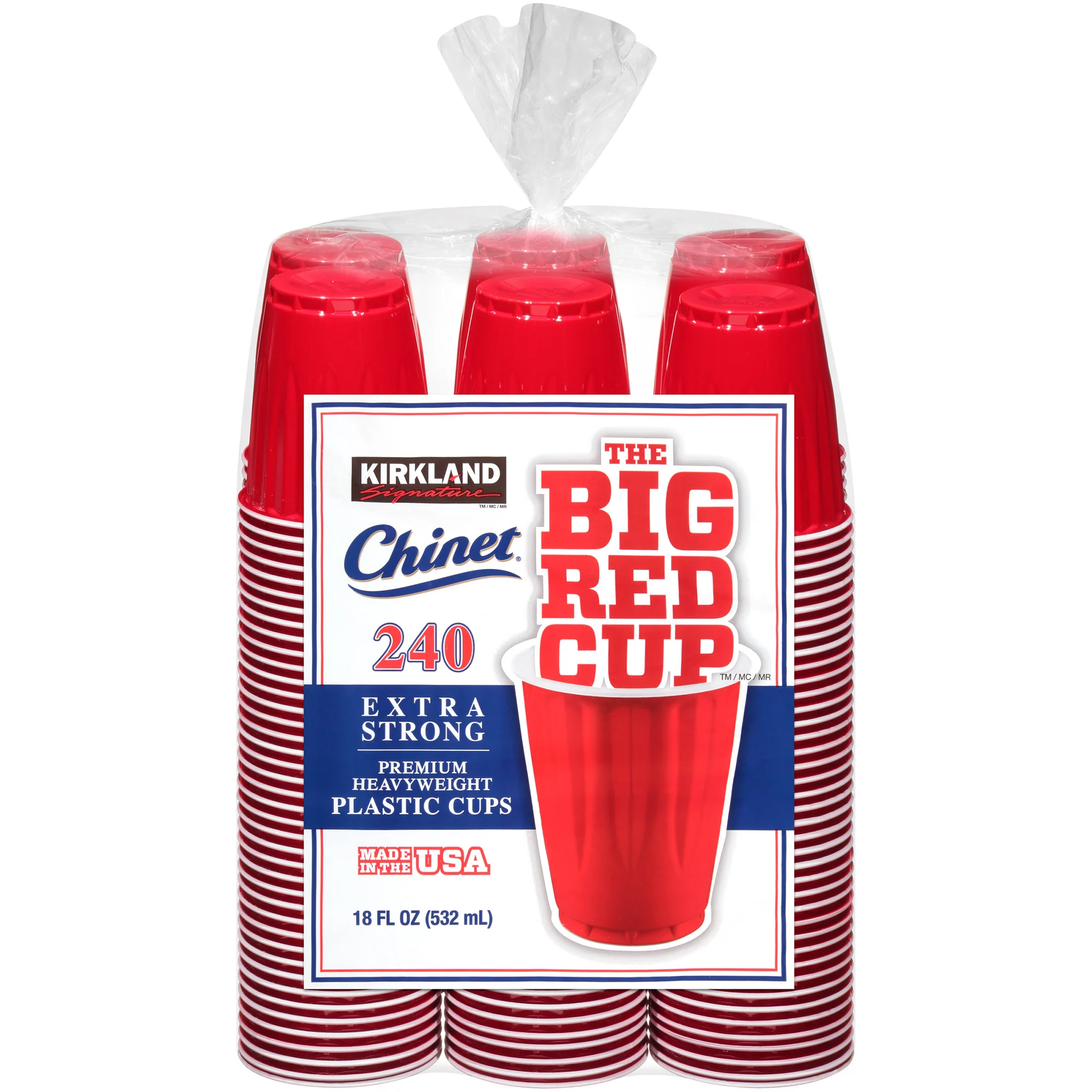 Kirkland Signature Chinet 18 oz Plastic Cup, Red, 240-count