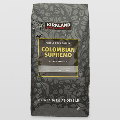 Kirkland Signature Colombian Supremo Coffee, Whole Bean, 3 lbs