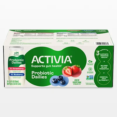 Activia Probiotic Dailies Low Fat Yogurt Drink Variety Pack 3.1 oz, 24-Count