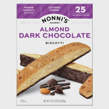 Nonni's Bakery Almond Dark Chocolate Biscotti — 25 ct