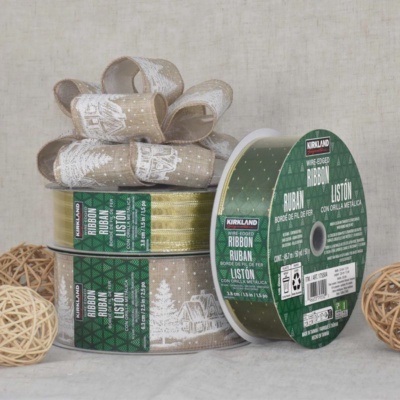 Kirkland Signature Wire-Edge Holiday Ribbon, 50 Yards