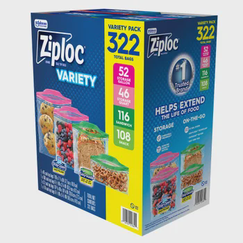 Ziploc Bags — Variety pack, 322 ct