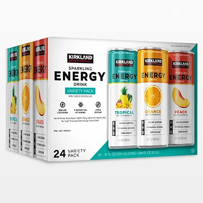 Kirkland Signature Sparkling Energy Drink, Variety Pack, 12 fl oz, 24-Count