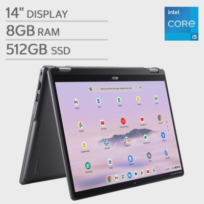 Acer Chromebook Plus Spin 514 — 14” Laptop with Google AI — Intel Core i5-1334U Processor 1920 x 1200 IPS Touchscreen — 8GB Memory — 512GB Storage — Chrome OS