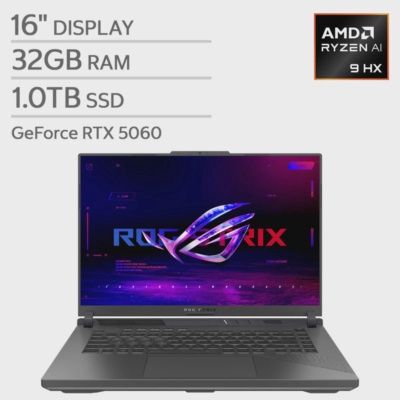 ASUS ROG Strix G16 16" Gaming Laptop - AMD Ryzen 9 Processor - GeForce RTX™ 5060 - FHD (1920x1200) Display - 32GB RAM - 1TB SSD - Windows 11 Home.
