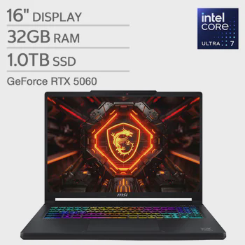 MSI Crosshair 16 Max 16" Gaming Laptop — Intel Core Ultra 7 251HX — NVIDIA RTX 5060 — 2560x1600 OLED Display — 32GB DDR5 RAM — 1TB SSD — Windows 11.