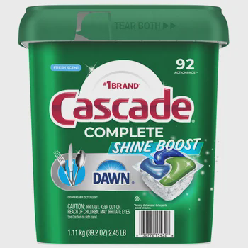 Cascade Complete Shine Boost Dishwasher Detergent Pacs — 92 ct