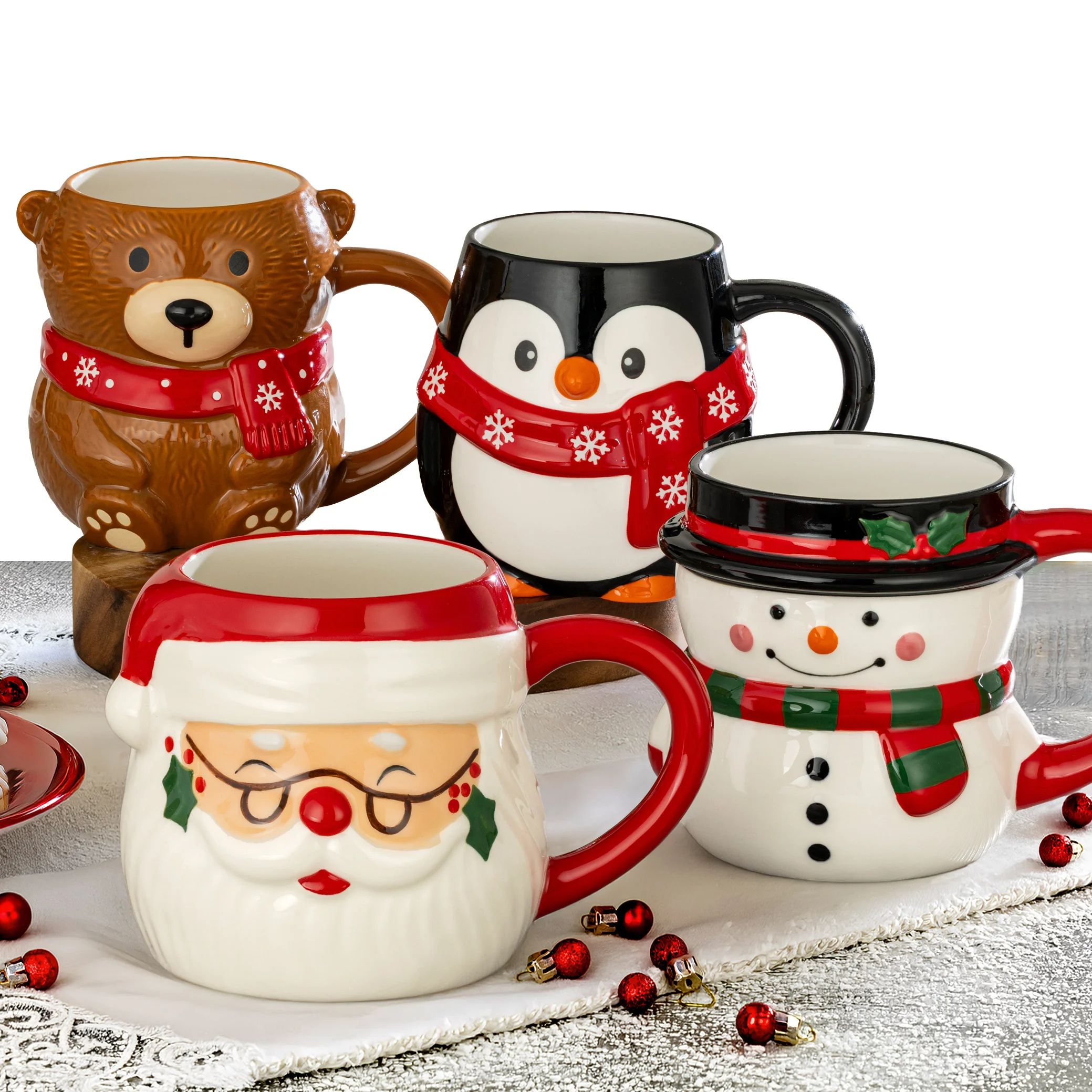 Signature Housewares Figural Christmas Mugs, 4-piece Set